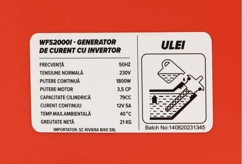 Generator de curent Wolfson, digital invertor 2000W, 3.5 CP