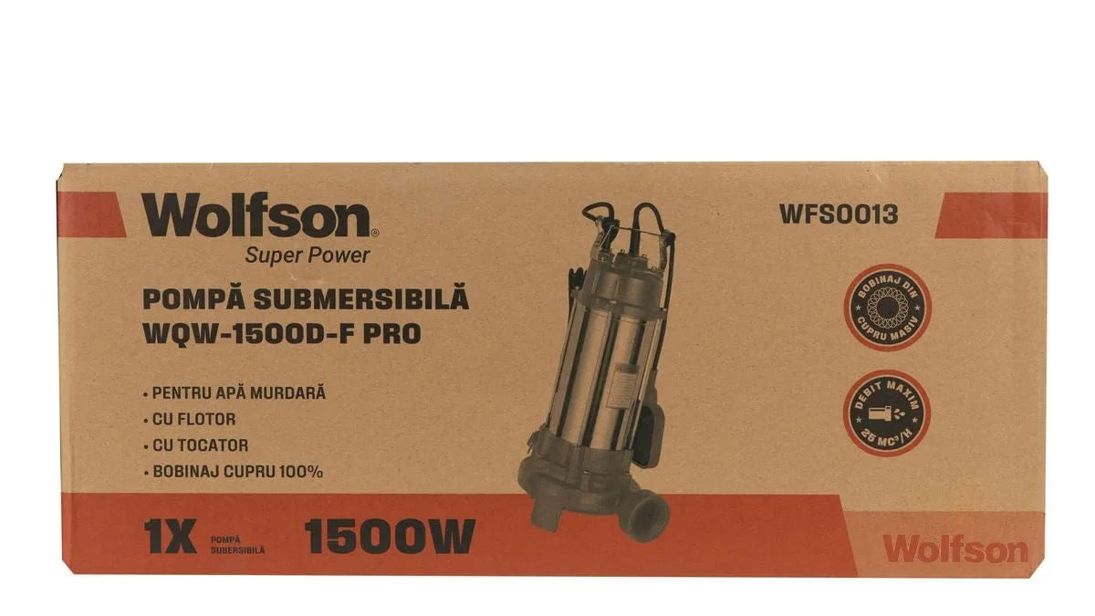 WOLFSON - POMP SUBMERSIBIL - AP MURDAR - CU TOCATOR EXT -WQW-1500D-F PRO + furtun20m