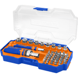 Set biti pentru surubelnita Wadfow, 1/4", include chei, adaptor, support bit, maner cu clichet, Cr-V, 43 piese