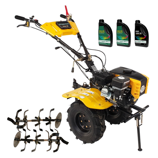 ProGARDEN Pachet motocultor Campo 803, benzina, 7.5CP, 2+1 trepte, 2+1+1 freze, ulei motor si transm