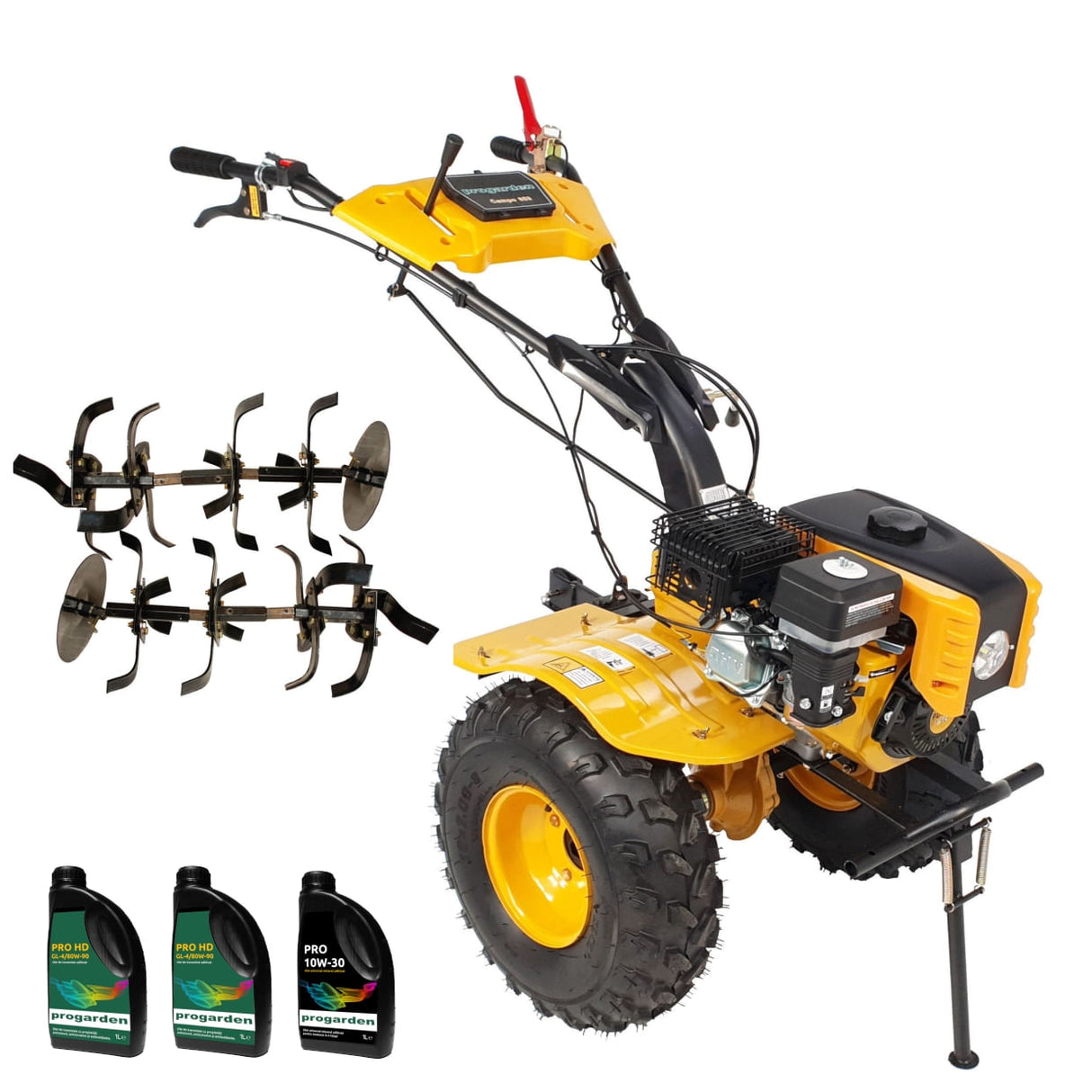 ProGARDEN Pachet motocultor Campo 853, benzina, 7.5CP, 2+1 trepte, roti atv, manicot rulment, ulei m