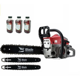 PROMO Drujba BLADE Alpin 520, 2 lame si 2 lanturi, 3 ulei motor rosu 0.5L