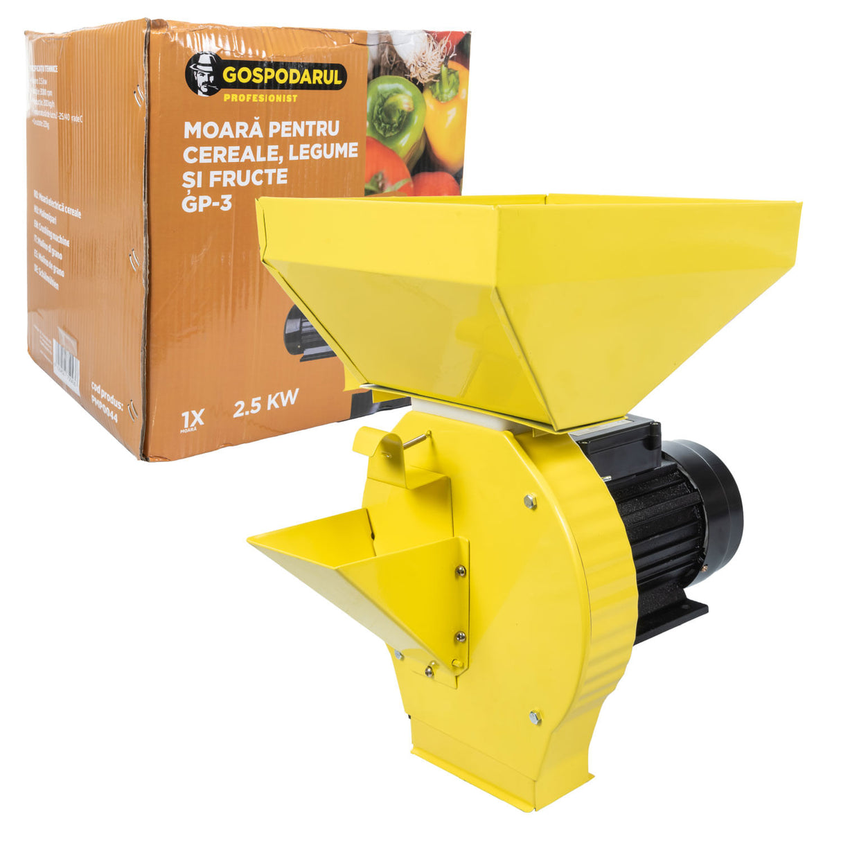 Moara cereale, legume si fructe cuva mare Gospodarul Profesionist GP-3 - 3600W, 200 kg/h, 3000rpm