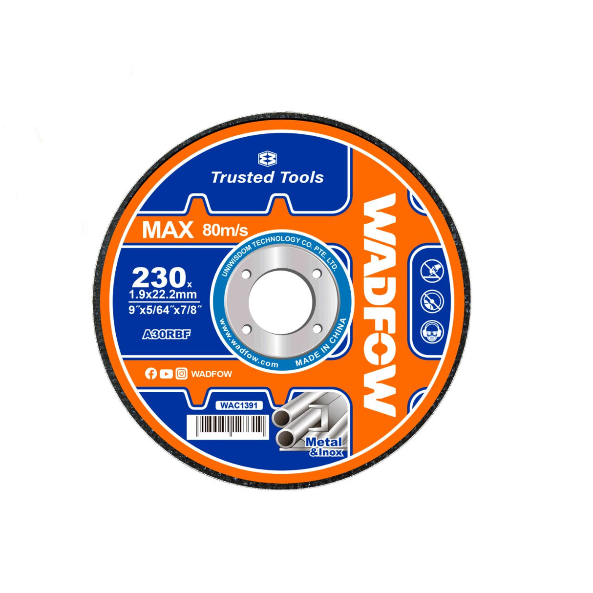 Disc debitare pentru metal si inox Wadfow, diametru 9”/230mm