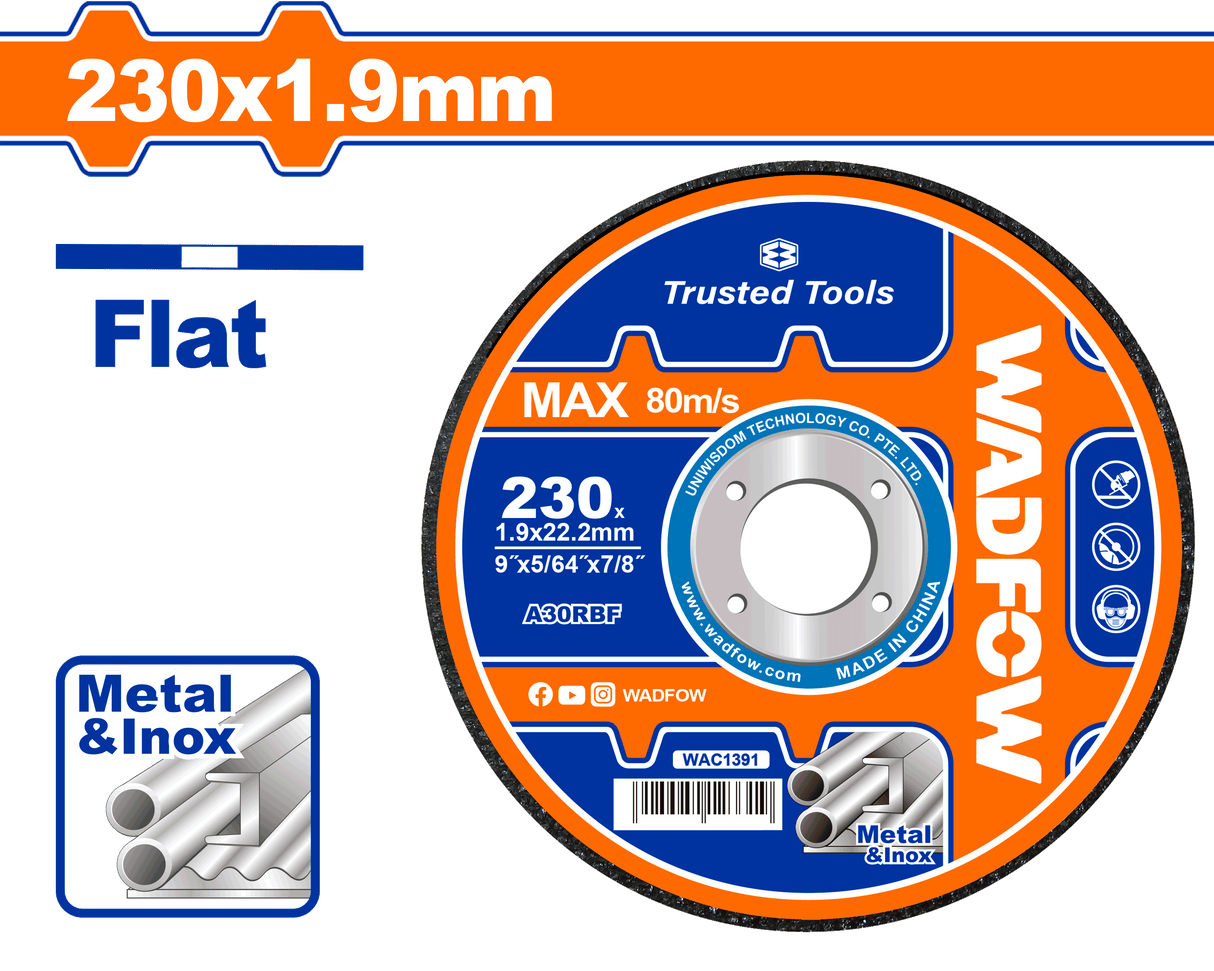 Disc debitare pentru metal si inox Wadfow, diametru 9”/230mm