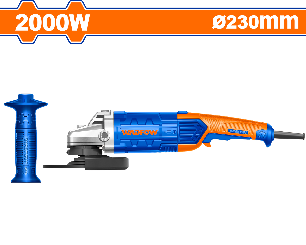 Polizor unghiular Wadfow, 2000W, 240V, 6500Rpm, diametru disc 230mm, include maner auxiliar, nu include disc