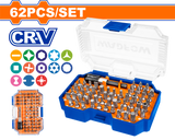 Set biti si adaptor Wadfow, 25mm, Cr-v, 62 piese