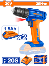 Masina de gaurit si insurubat cu acumulator (bormasina) Wadfow, 20V, 1.5AH, LI-Ion, 1500Rpm, 35Nm, include un incarcator si 2 baterii