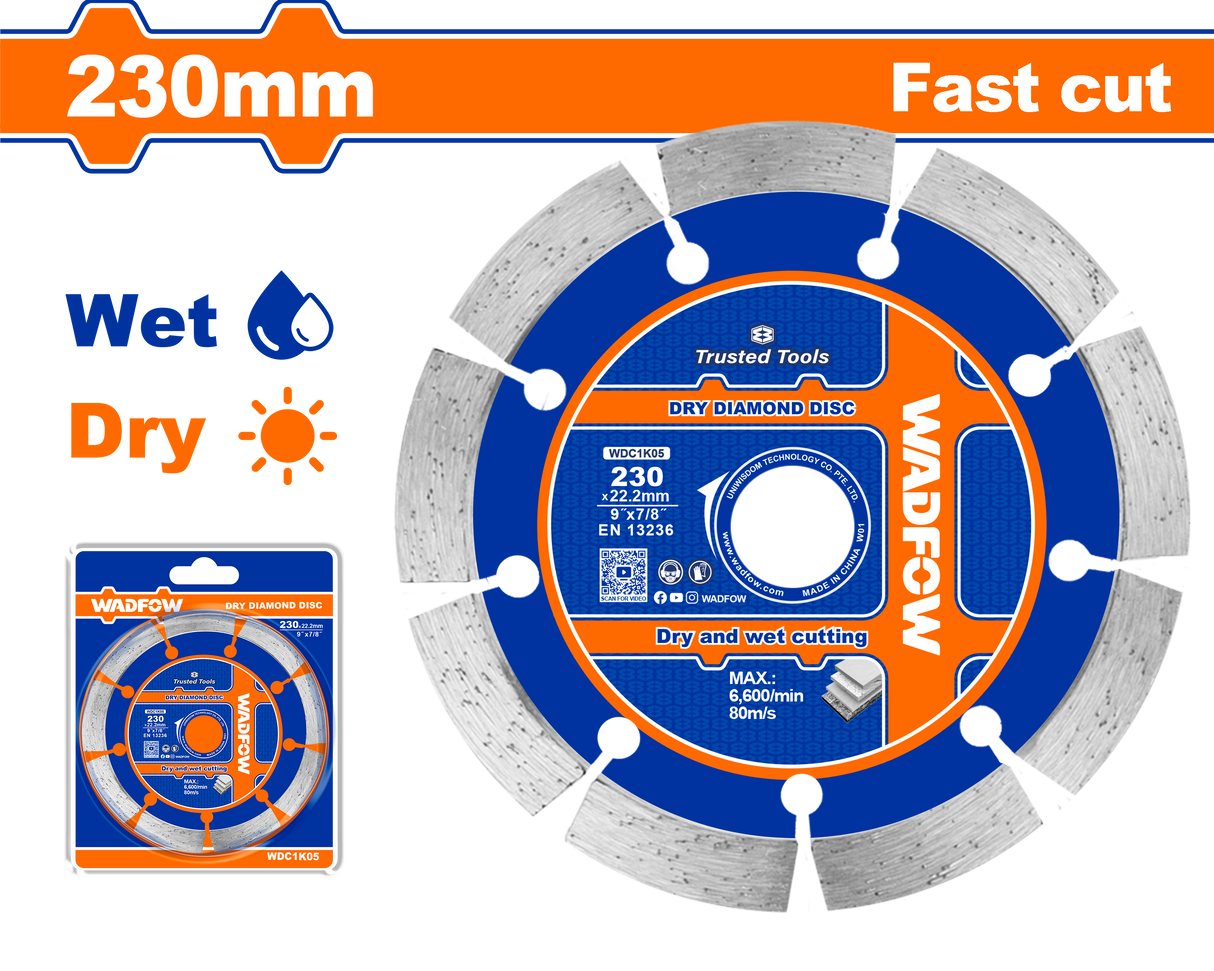 Disc debitare beton Wadfow, dimensiune 230x22.2mm