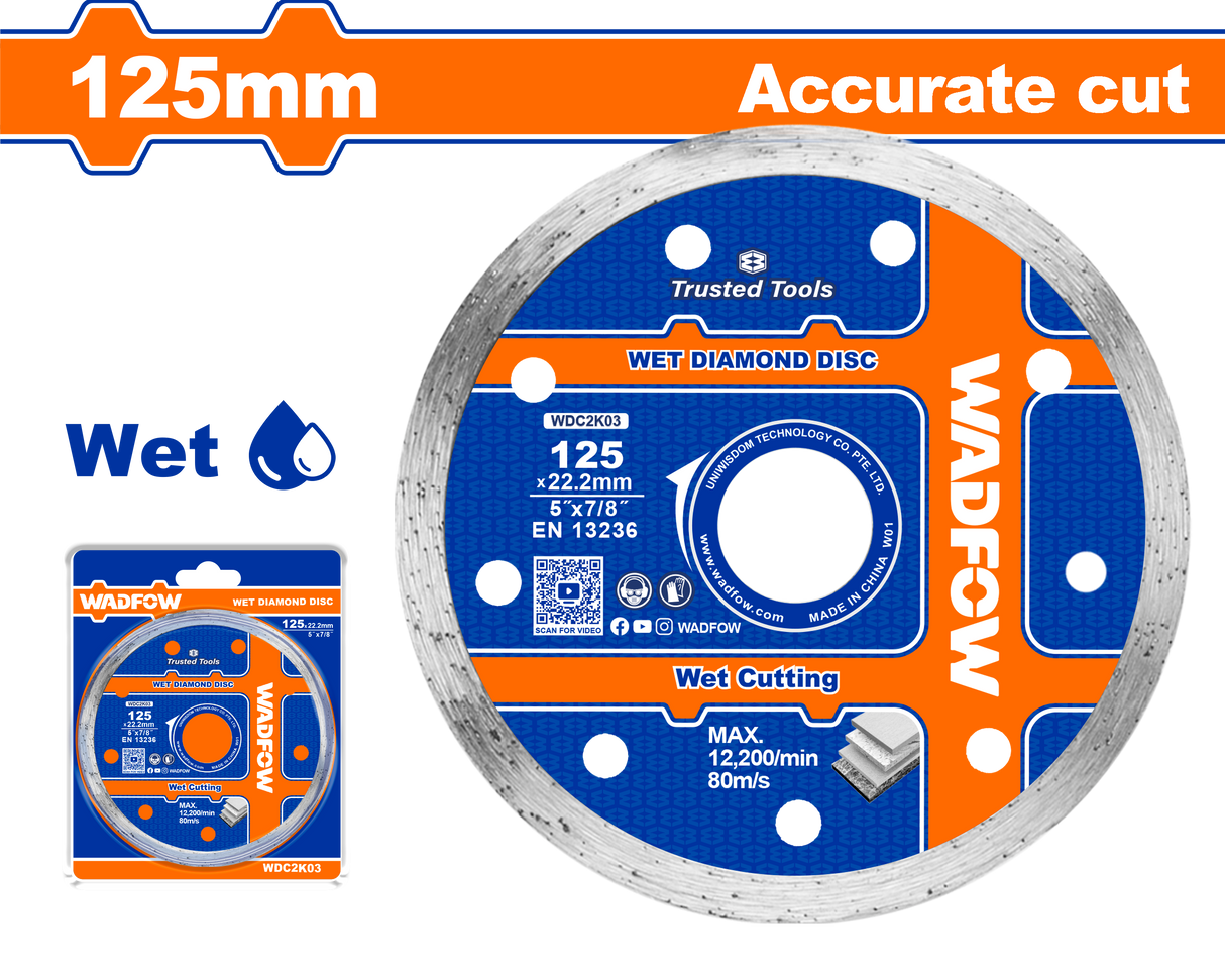 Disc diamantat continuu - ceramica - umed Wadfow 125 MM