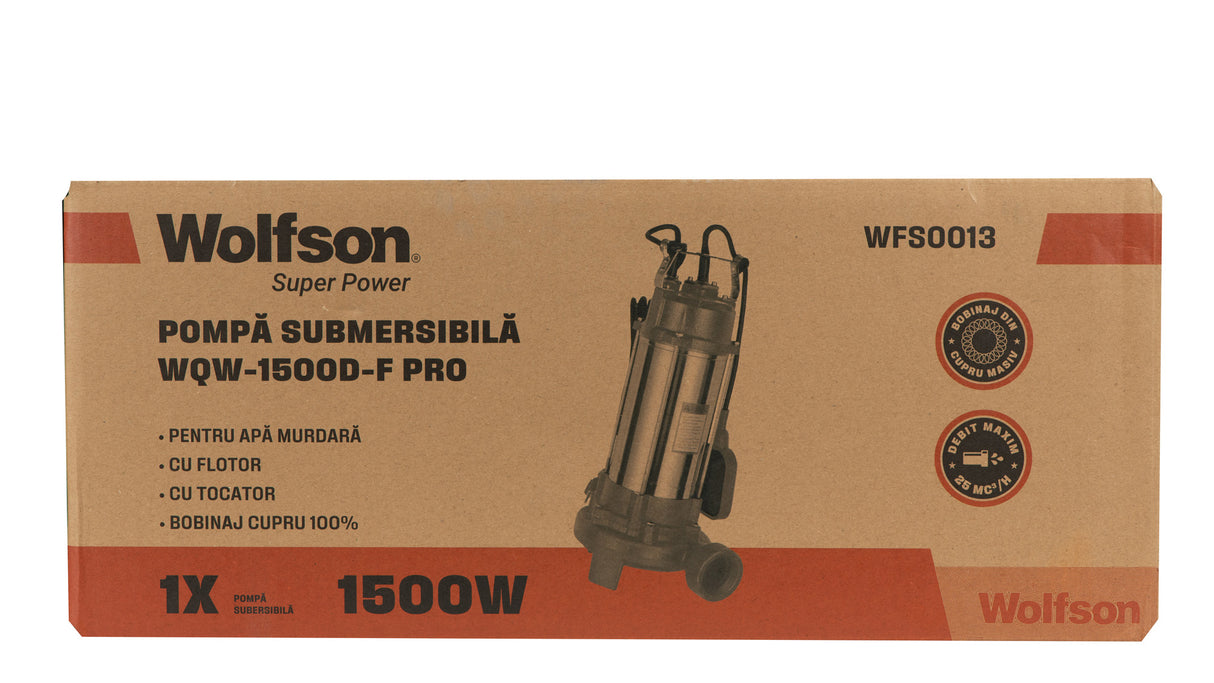 WOLFSON - POMPA  SUBMERSIBILA  - APA  MURDARA  - CU TOCATOR EXT -WQW-1500D-F PRO