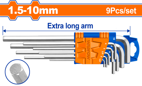 Black Friday - Reduceri Set 9 chei imbus hexagonale Wadfow  1.5-10MM, CR-V - EXTRA LUNG Promotie