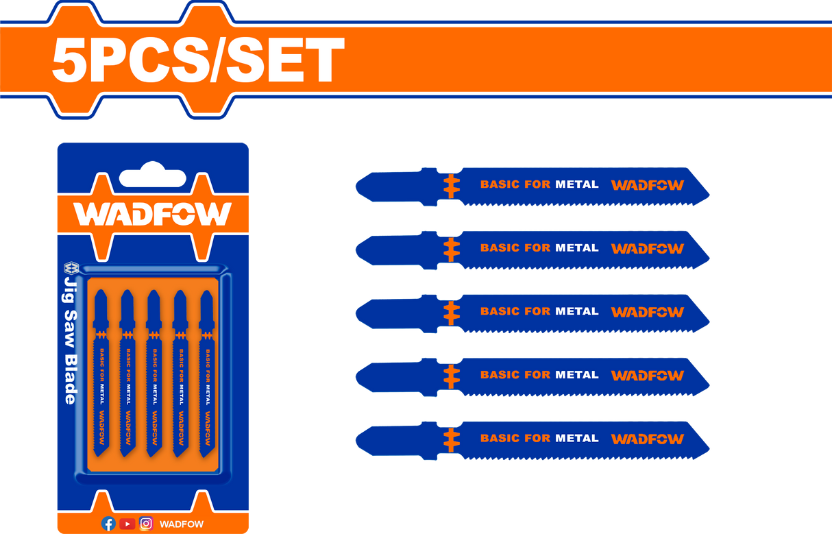 Set 5 lame fierastrau pendular pentru metal Wadfow, 50mm, 21TPI