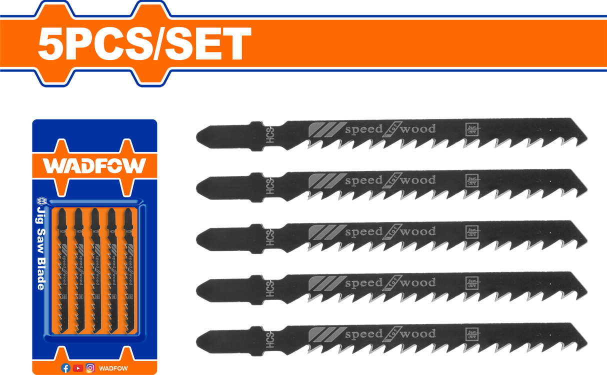 Set 5 lame fierastrau pendular pentru lemn Wadfow, 6TPI, 74mm