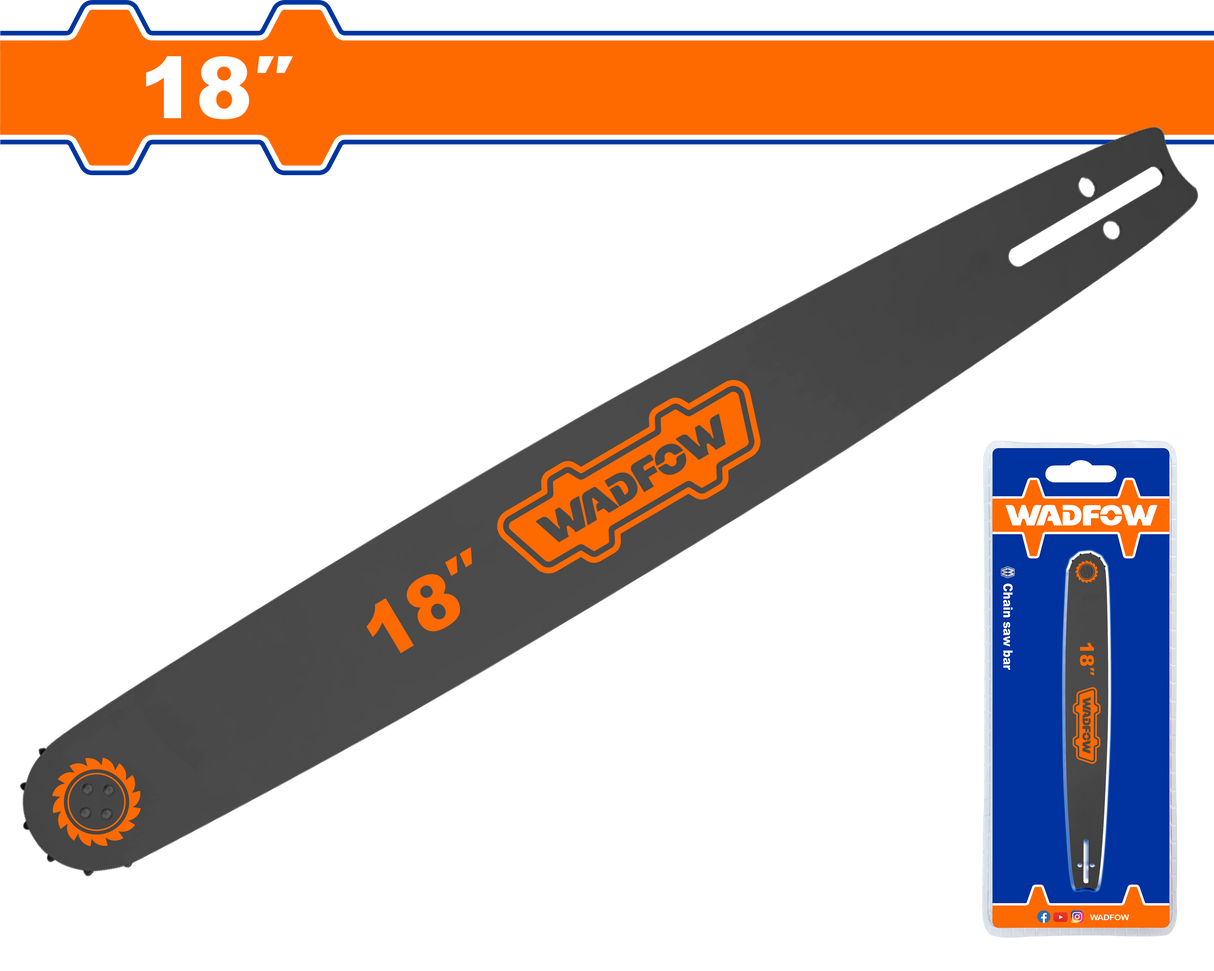 Lama pentru drujba benzina Wadfow 18"/43cm, pas 0.325"/8.2mm, grosime 1.47mm, 72 zale, compatibil cu WGC1553