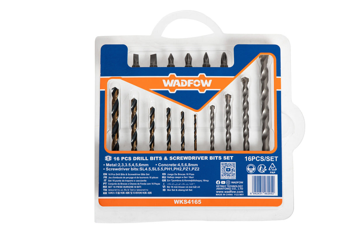 Set burghie si biti pentru metal/beton Wadfow, 16 buc