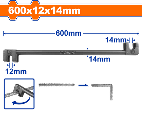 Black Friday - Reduceri Cheie pentru fier-beton Wadfow, otel, dimensiune 12x14mm, lungime 600mm Promotie