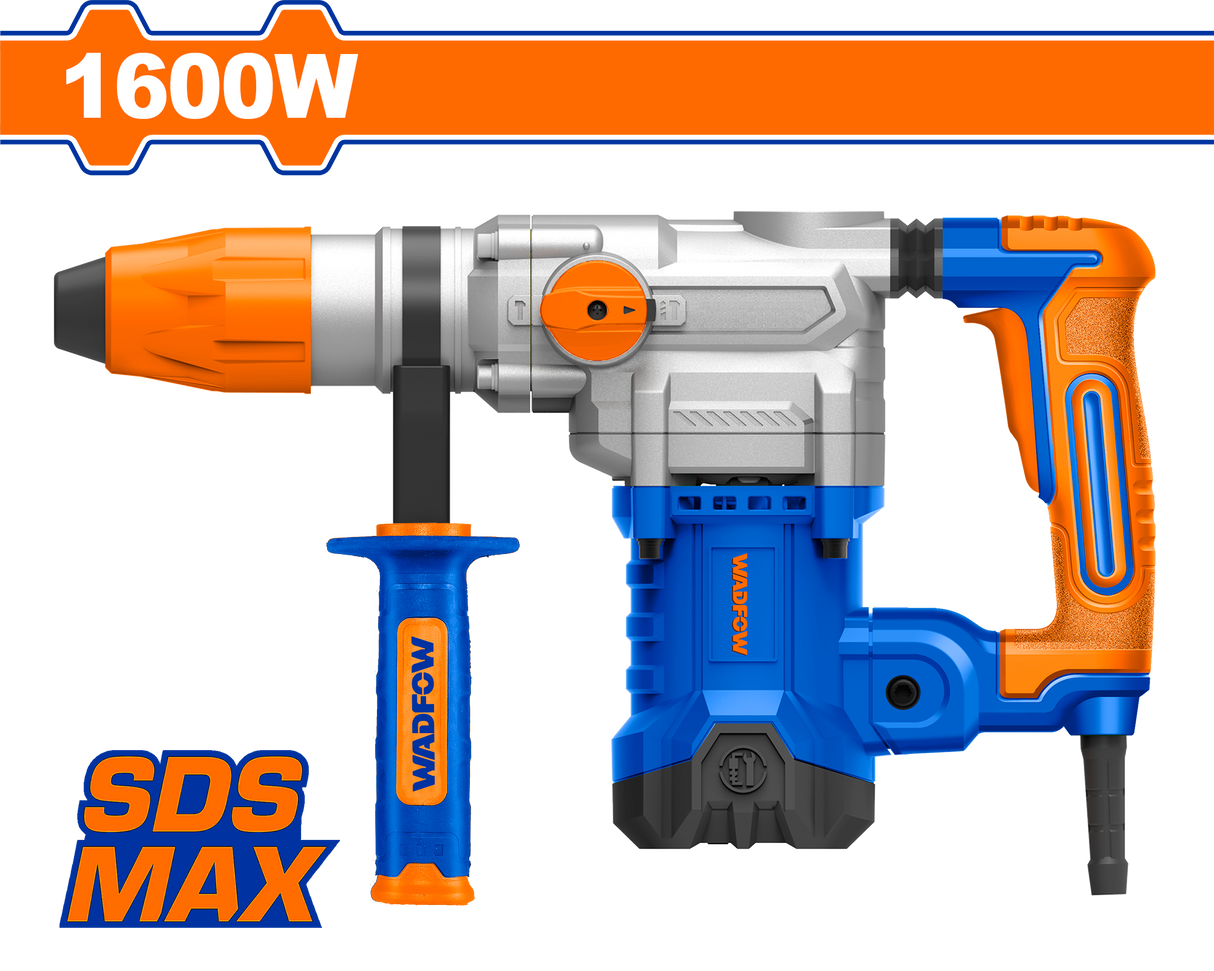 Ciocan rotopercutor pentru beton Wadfow, 1600W, 240V, 10J, 630Rpm, 3850bpm, prindere SDS Max, include 2 burghie si 2 dalti