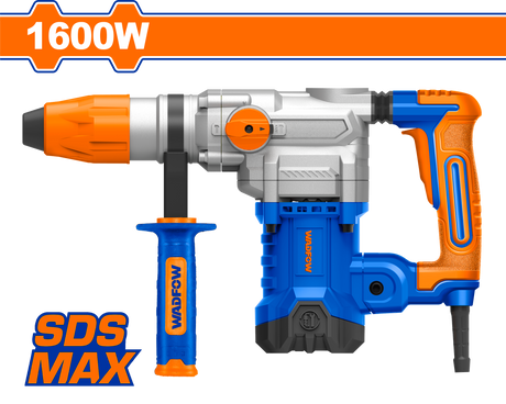 Ciocan rotopercutor pentru beton Wadfow, 1600W, 240V, 10J, 630Rpm, 3850bpm, prindere SDS Max, include 2 burghie si 2 dalti