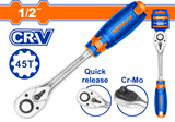 Cheie cu antrenor si clichet Wadfow, Cr-V, Cr-Mo, 1/2", lungime 260mm