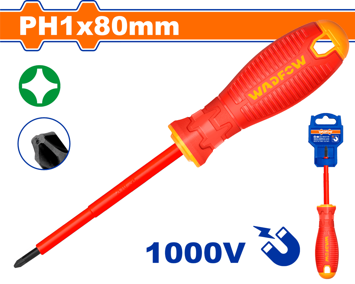 Surubelnita electrician Wadfow PH1X80MM 1000 V