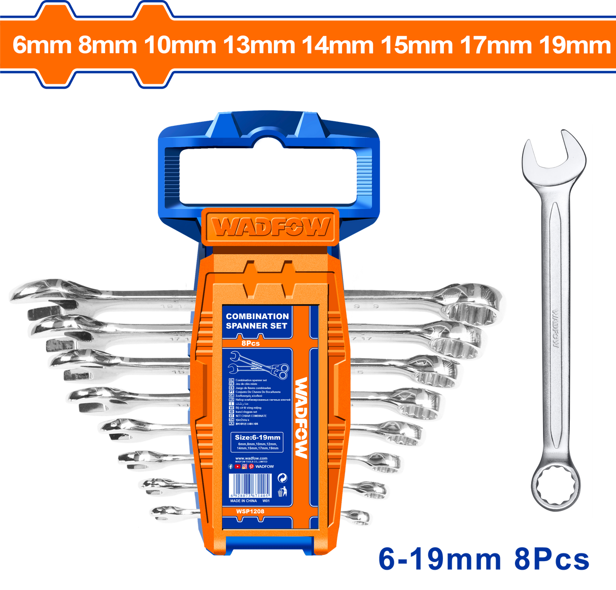 Set 8 chei combinate Wadfow, 6-19mm