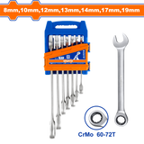 Set 7 chei cu clichet Wadfow, dimensiuni 8-19mm, otel Cr-V, Cr-Mo