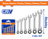 Set 6 chei scurte combinate cu clichet, 8-17mm, Cr-Mo, Cr-V