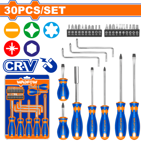 Black Friday - Reduceri Set surubelnite Wadfow, Cr-V, 30 buc Promotie