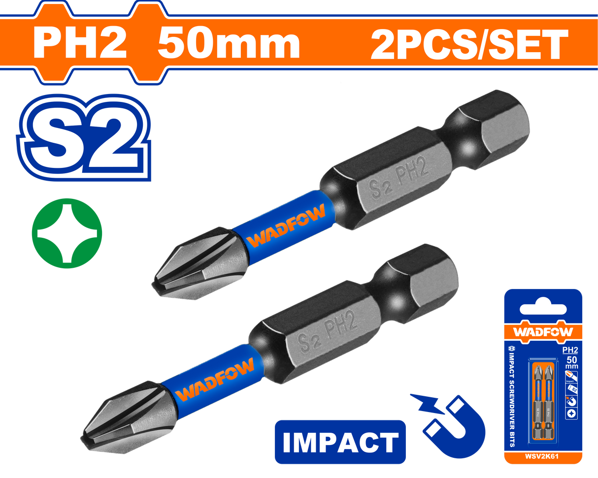 Set biti impact ph2 50MM Wadfow PH2 50MM - 2 Buc