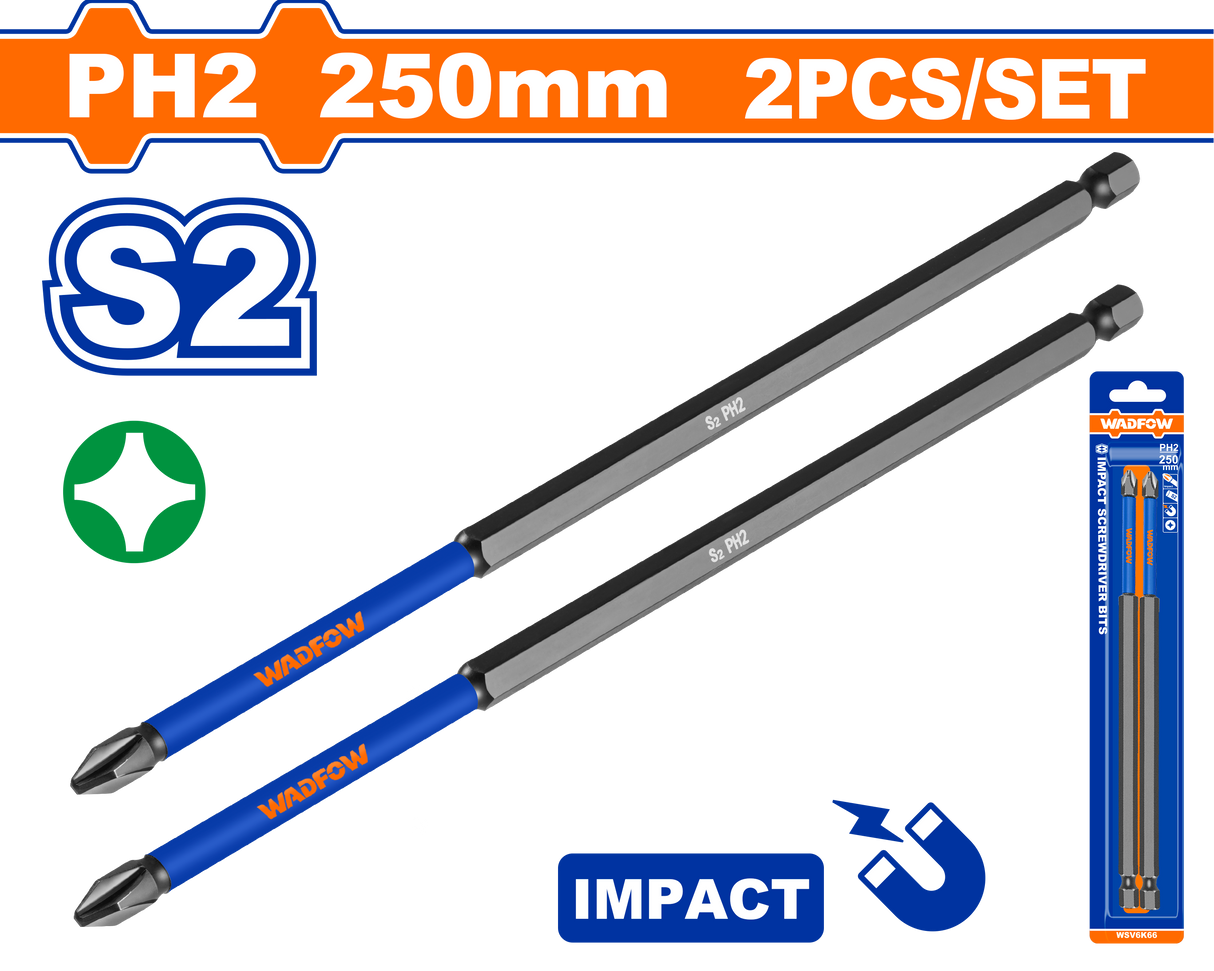 Set biti impact ph2 250MM Wadfow PH2 250MM - 2 Buc