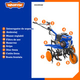 Motocultor pe benzina Wadfow, 6.5 CP, 210cc, latime de lucru 75cm