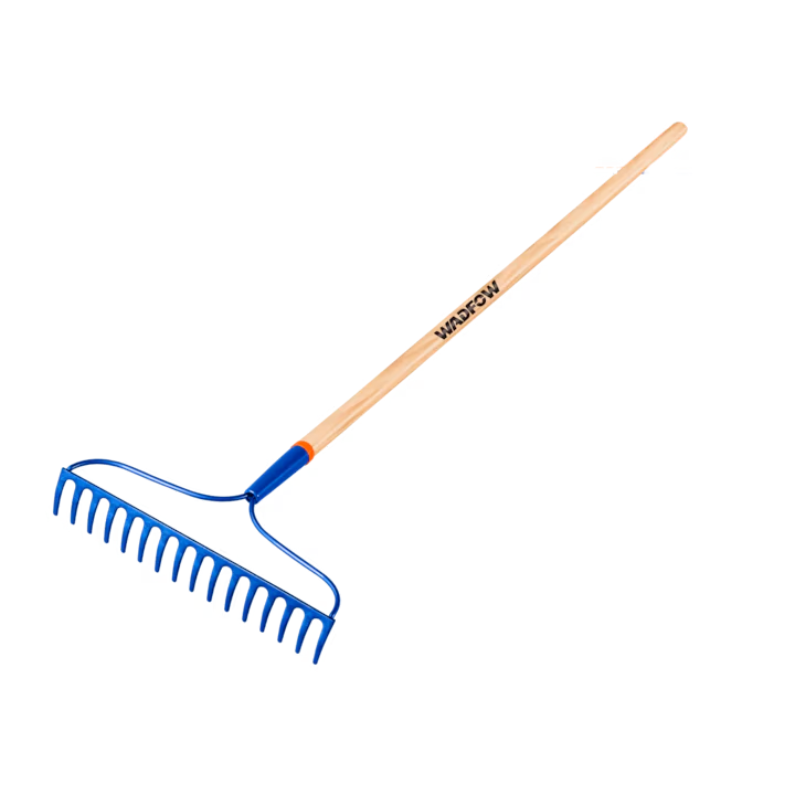 Grebla pietris cu maner din lemn Wadfow, 16 dinti, dimensiune cap grebla 46x90cm, lungime 138 cm, otel carbon